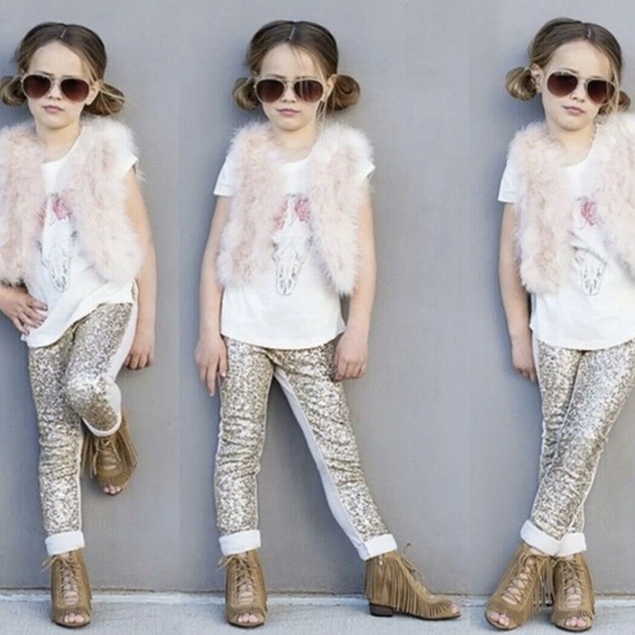 Joyfolie Other - Mia Joy Joyfolie Gold Sequin Leggings Size 4